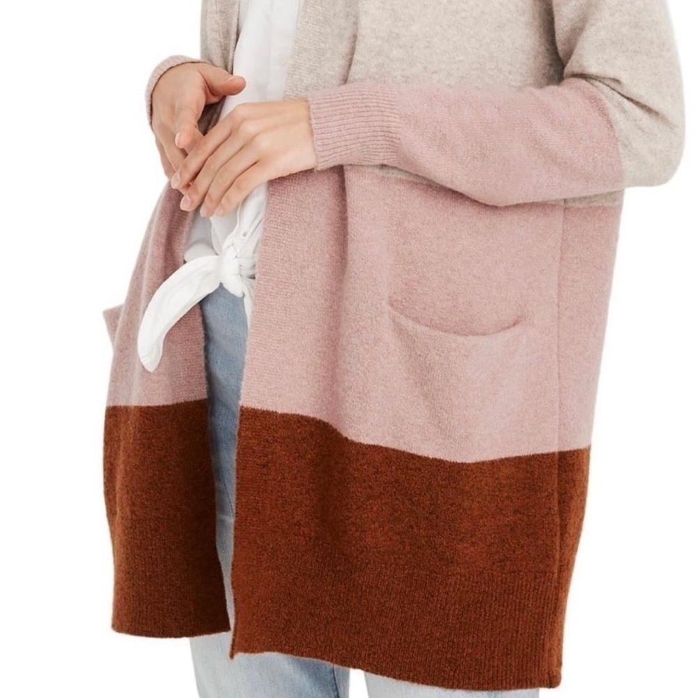 Madewell Ryder Stripe Cardigan Cream Pink color Block Color Stripped Sweater XXS - Picture 3 of 15